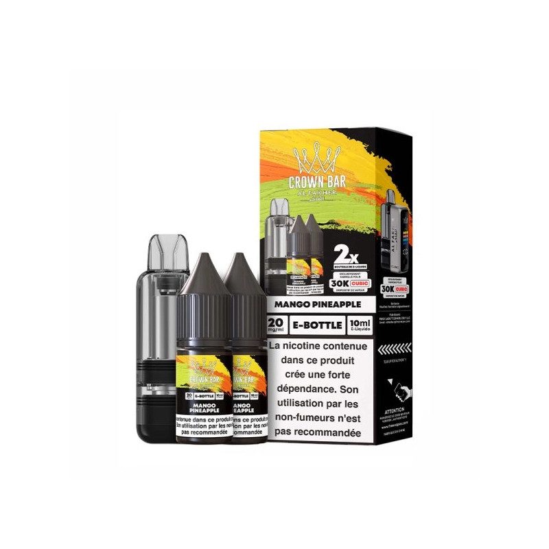Mango Pineapple - Cartouche Cubic 30k 20ml avec 2 x E-liquides 20mg 10ml - Crown Bar by Al Fakher