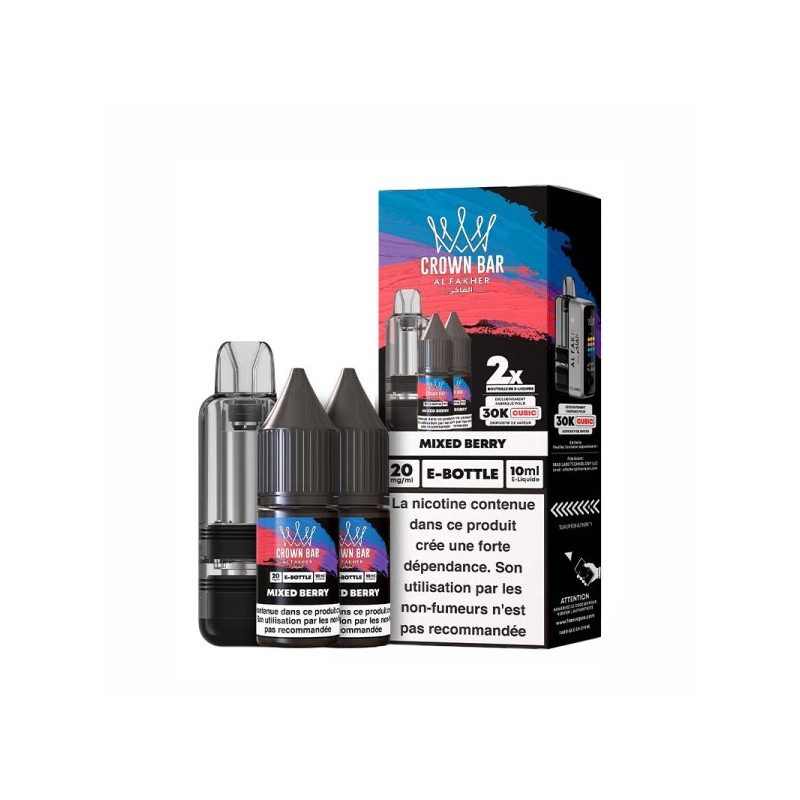 Mixed Berry - Cartouche Cubic 30k 20ml avec 2 x E-liquides 20mg 10ml - Crown Bar by Al Fakher