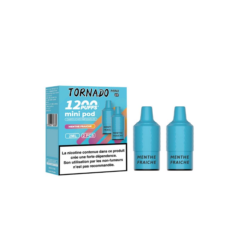 Pack de 2 Pods Tornado Mini 2ml 20mg Menthe Fraîche Pack de 2 Pods Tornado Mini 2ml 20mg Menthe Fraîche
