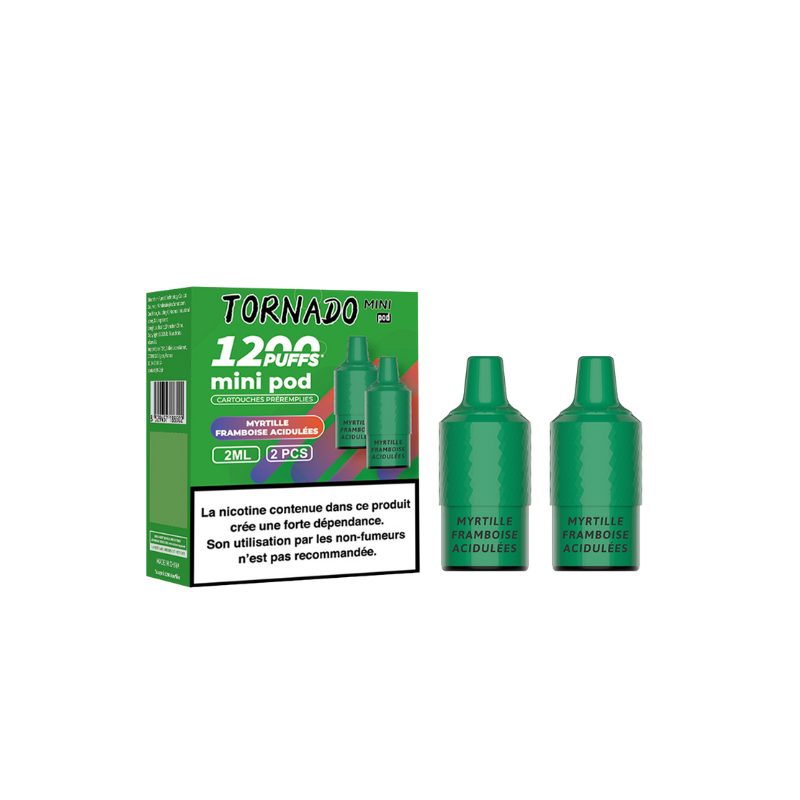 Pack de 2 Pods Tornado Mini 2ml 20mg Myrtille Framboise Acidulées Pack de 2 Pods Tornado Mini 2ml 20mg Myrtille Framboise Acidulées