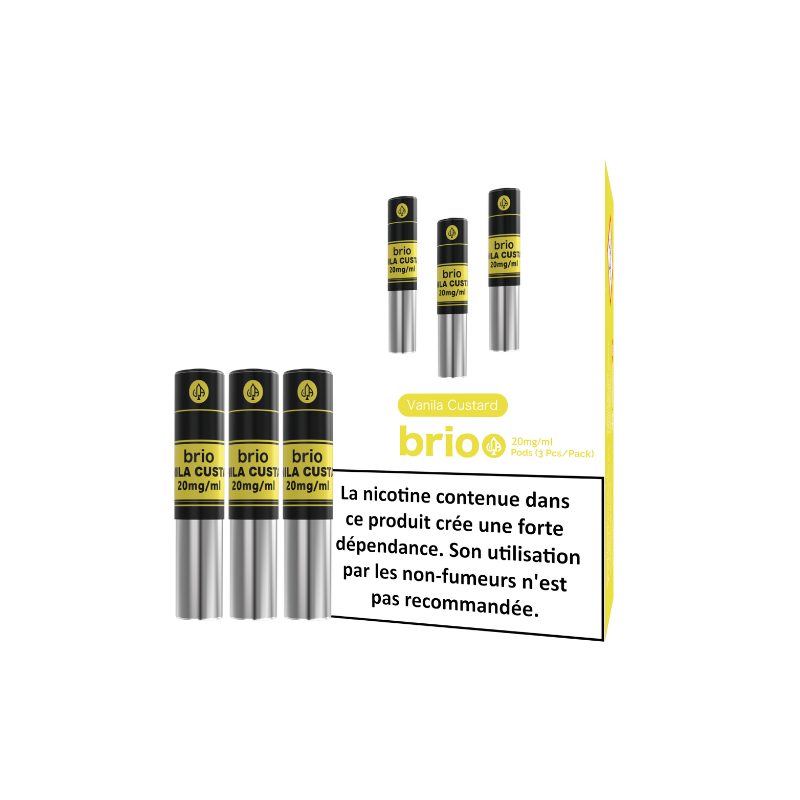 Pack de 3 Pods Brio 1ml 20mg Da One - Custard Vanille Pack de 3 Pods Brio 1ml 20mg Da One - Custard Vanille