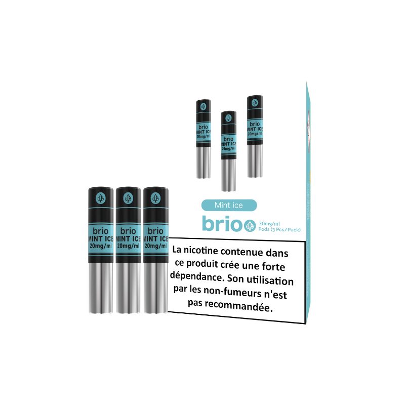 Pack de 3 Pods Brio 1ml 20mg Da One - Menthe Glacée Pack de 3 Pods Brio 1ml 20mg Da One - Menthe Glacée