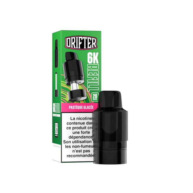 Cartouche Drifter Bar 6000 Refill 10+2ml 20mg Drifter Pastèque Glacée Cartouche Drifter Bar 6000 Refill 10+2ml 20mg Drifter Pastèque Glacée