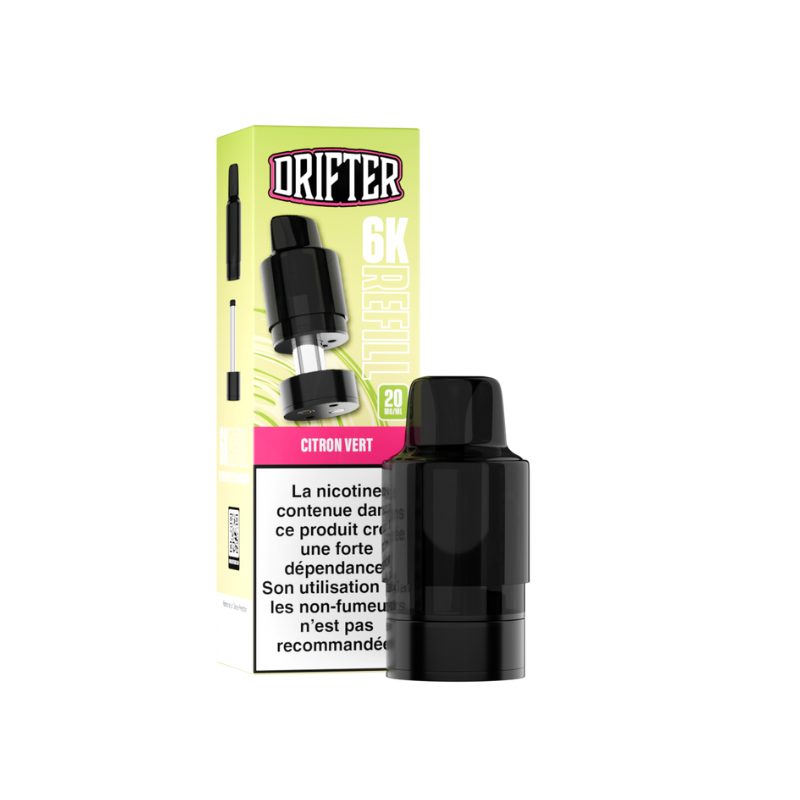 Cartouche Drifter Bar 6000 Refill 10+2ml 20mg Drifter Citron Vert Cartouche Drifter Bar 6000 Refill 10+2ml 20mg Drifter Citron Vert
