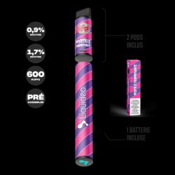 Myrtille Framboise - Starter Kit Wpuff 600 Original Pod 2ml - Liquideo - Infos