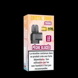 Cartouche Cristal Puff 28K x8 - Pêche Glacée 10mg & 20mg | Vape Fruitée Intense