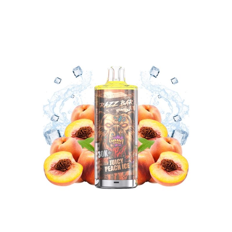 Juicy Peach Ice - Pack 30K 650mAh 20 2ml / 20mg - RazzBar Juicy Peach Ice - Pack 30K 650mAh 20 2ml / 20mg - RazzBar