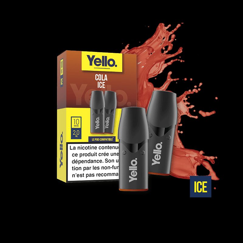Cola Ice ePod - Yello - Vape Rafraîchissante au Goût Cola Classique avec Touche Glacée - 2 Cartouches Cola Ice ePod - Yello - Vape Rafraîchissante au Goût Cola Classique avec Touche Glacée - 2 Cartouches