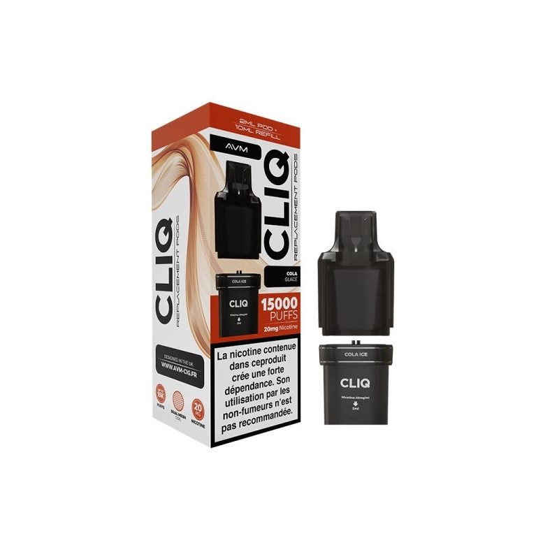 Cola Glacé - 1 x Cartouche Pré-Remplie Cliq 2ml 10ml 20mg - AVM Cola Glacé - 1 x Cartouche Pré-Remplie Cliq 2ml 10ml 20mg - AVM