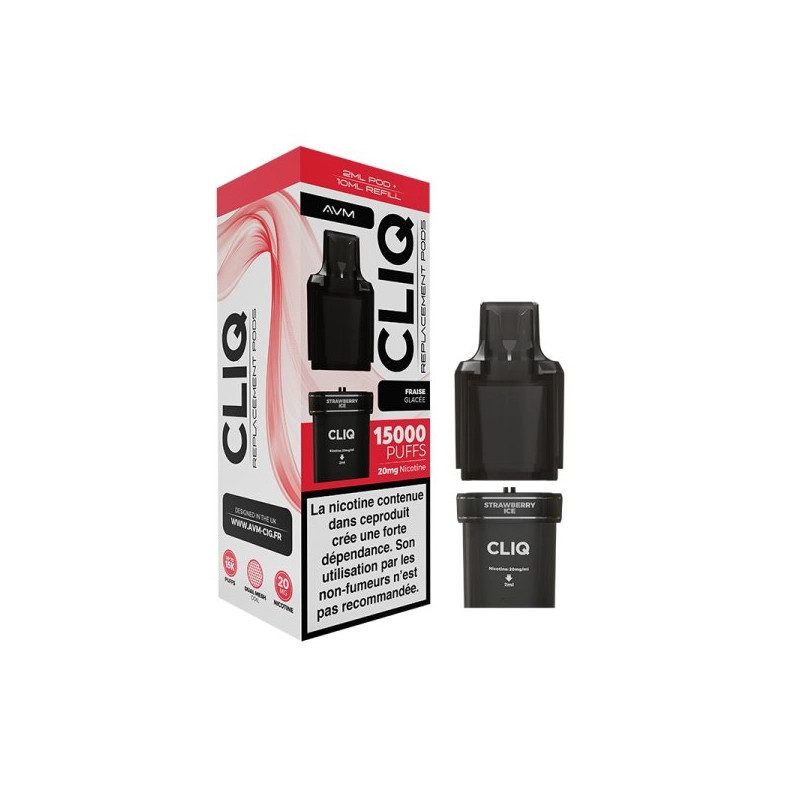 Fraise Glacé - 1 x Cartouche Pré-Remplie Cliq 2ml 10ml 20mg - AVM Fraise Glacé - 1 x Cartouche Pré-Remplie Cliq 2ml 10ml 20mg - AVM