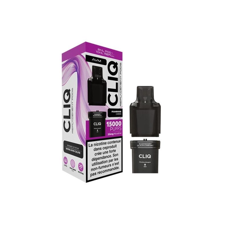 Framboise Cassis - 1 x Cartouche Pré-Remplie Cliq 2ml 10ml 20mg - AVM Framboise Cassis - 1 x Cartouche Pré-Remplie Cliq 2ml 10ml 20mg - AVM