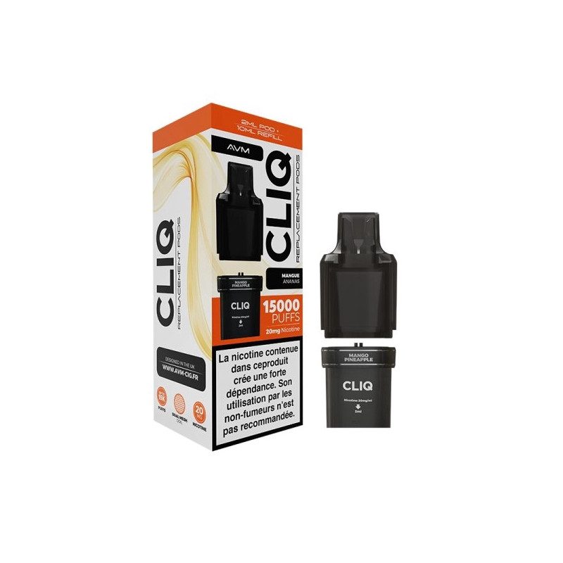 Mangue Ananas - 1 x Cartouche Pré-Remplie Cliq 2ml 10ml 20mg - AVM