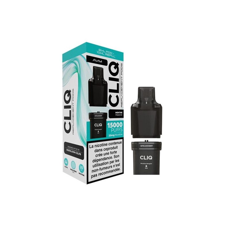 Menthe Fraiche - 1 x Cartouche Pré-Remplie Cliq 2ml 10ml 20mg - AVM Menthe Fraiche - 1 x Cartouche Pré-Remplie Cliq 2ml 10ml 20mg - AVM