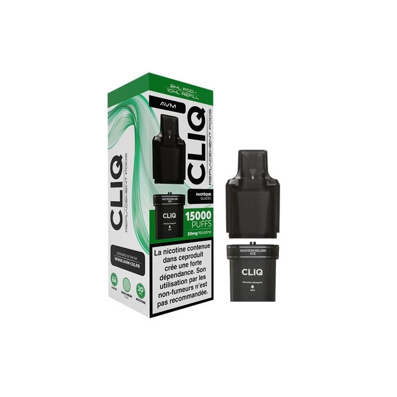 Pastèque Glacée - 1 x Cartouche Pré-Remplie Cliq 2ml 10ml 20mg - AVM