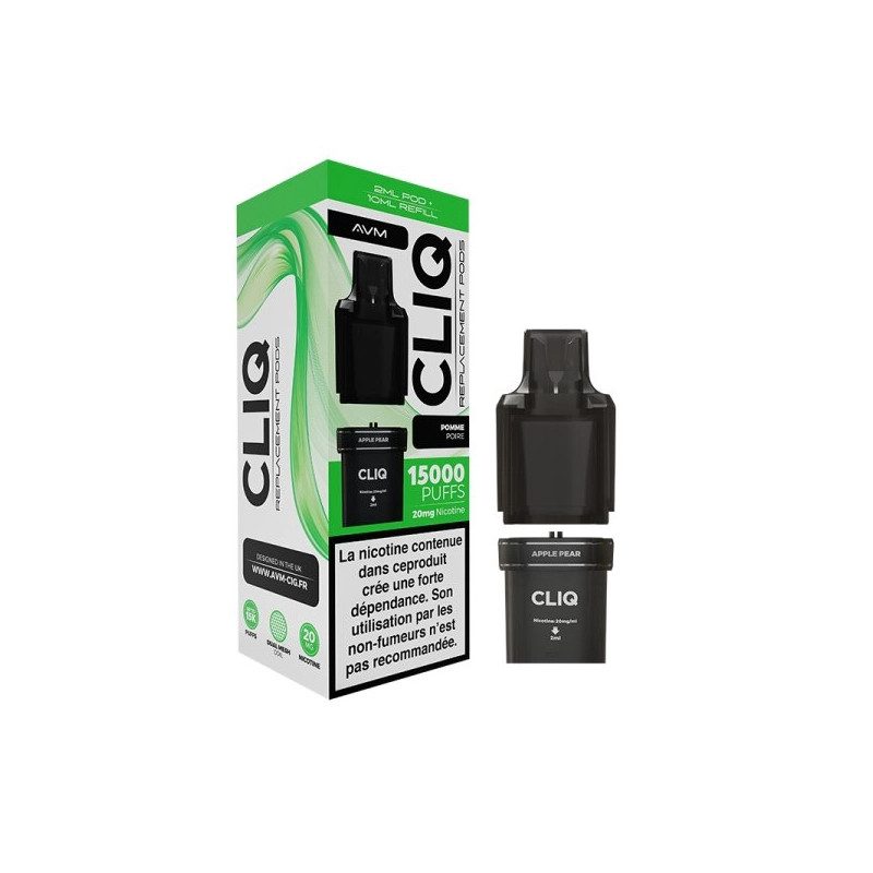 Pomme Poire - 1 x Cartouche Pré-Remplie Cliq 2ml+10ml 20mg - AVM
