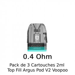 Pack de 3 Cartouches 2ml - Top Fill Argus - Pod V2 - Voopoo - 0.4 Ohm