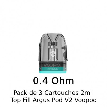 Pack de 3 Cartouches 2ml - Top Fill Argus - Pod V2 - Voopoo - 0.4 Ohm
