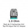 Pack de 3 Cartouches 2ml - Top Fill Argus - Pod V2 - Voopoo - 1 Ohm Pack de 3 Cartouches 2ml - Top Fill Argus - Pod V2 - Voopoo - 1 Ohm