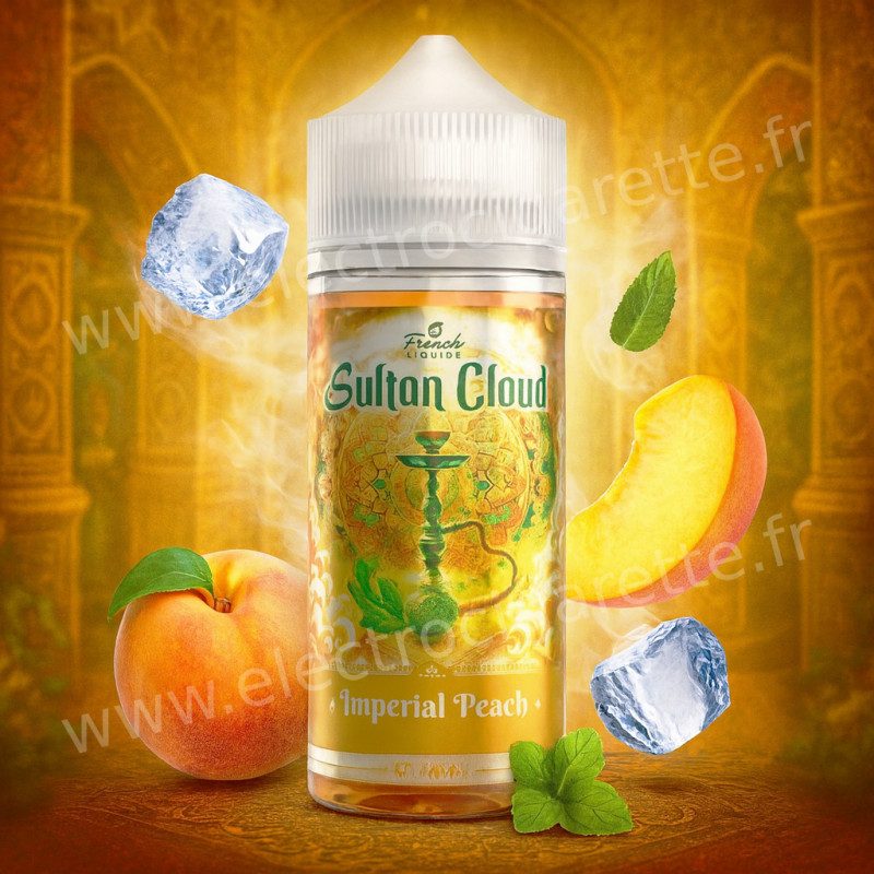 Imperial Peach - Menthe et Pêche Fraîche - Sultan Cloud - Le French Liquide - 100ml Imperial Peach - Menthe et Pêche Fraîche - Sultan Cloud - Le French Liquide - 100ml