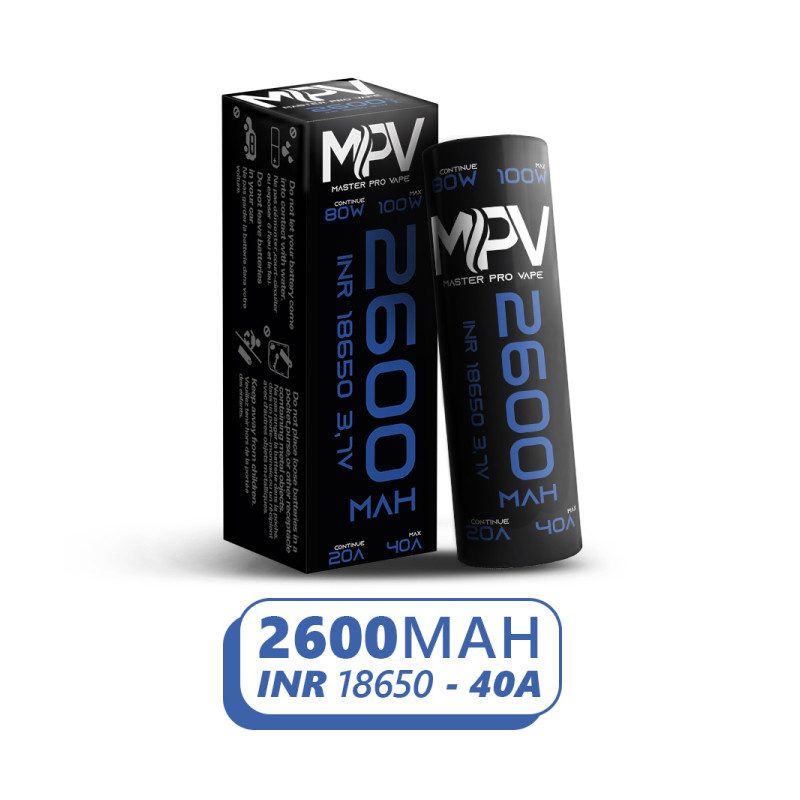 Accus MPV - 2600 mAh - INR 18650 - 40a - MG Vape