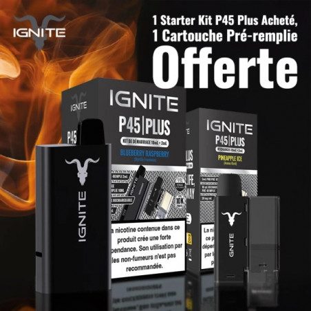 1 x Starter Kit P45 Plus Blueberry Raspberry avec 1 x Cartouche Pineapple Ice - Ignite