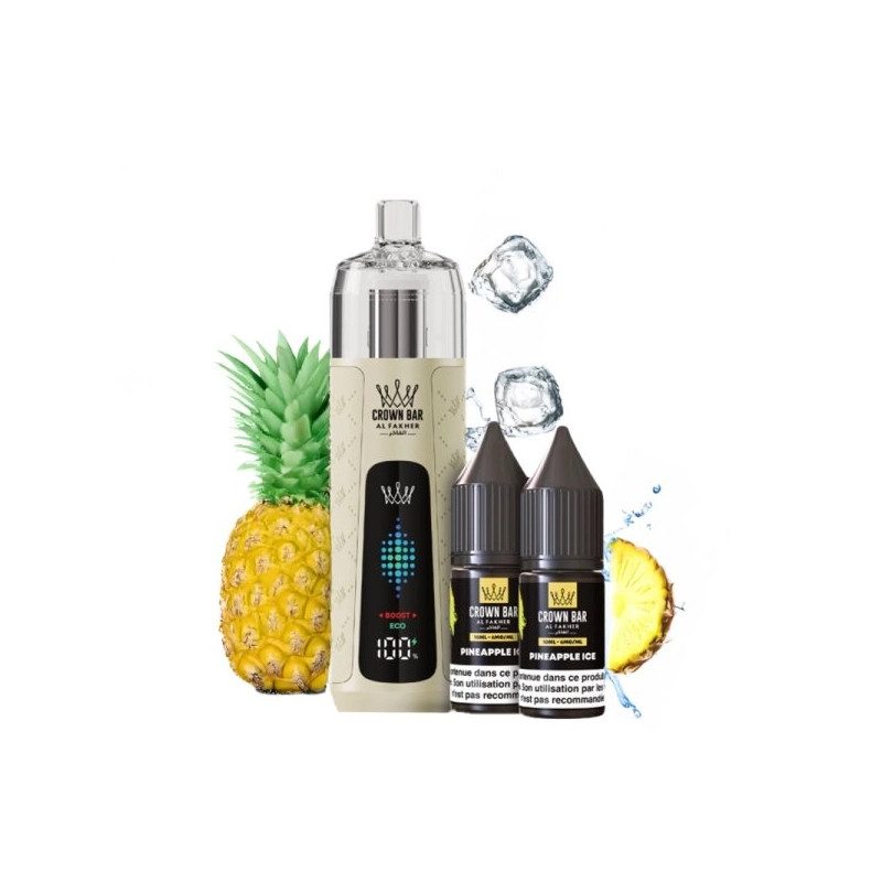 Pineapple Ice - Kit Refill Pro 1000mAh 2x10ml 6mg - Crown Bar Al Fakher