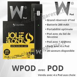 Cigarette électronique Wpod avec 4 x Pod 1 ml - Liquideo