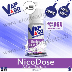 NicoDose Sel de Nicotine - Booster Nicotine - 5x10 ml - 20 mg - Vape & Go