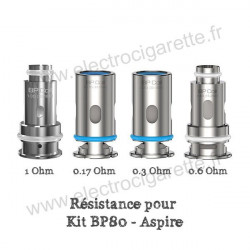 Pack de 5 x résistances BP80 pour 0.17ohm, 0.3ohm, 0.6ohm, 1ohm - Aspire