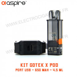 Kit Gotek X Pod - 650 mAh - 4.5ml - ASPIRE - Port USB